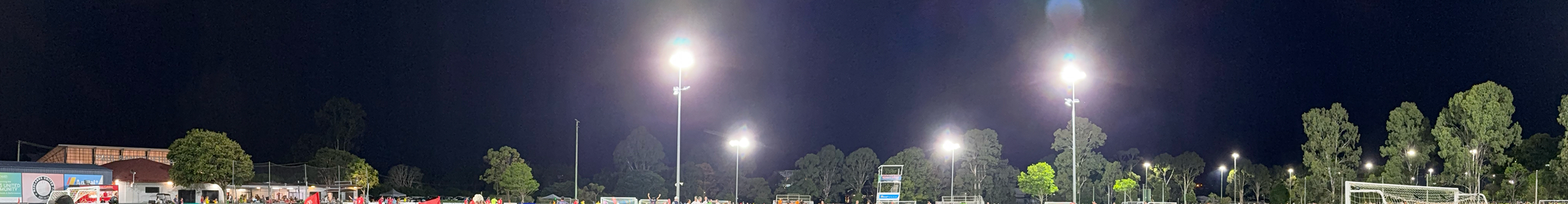 Redlands FC floodlit at night