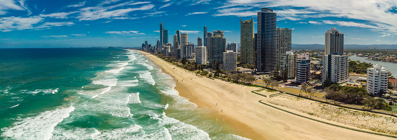 Surfers Paradise beach and skyline