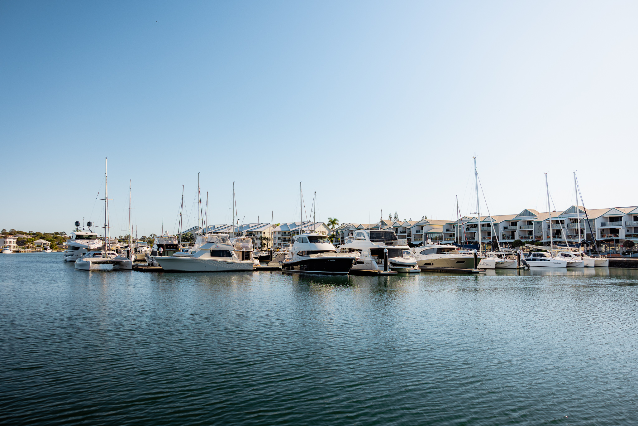 Boats moored in the Cleveland marina
