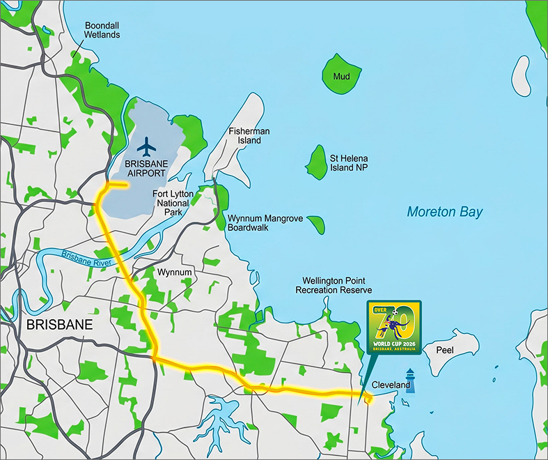 Google Maps route from Brisbane Airport to Redlands FC
